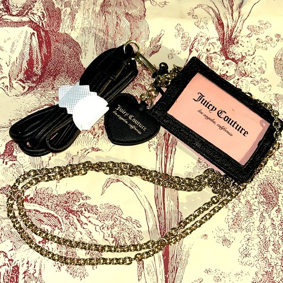 Juicy Couture Black Debossed Free Spirit Crossbody Bag Lanyard Keychain Set‎ NEW - Picture 12 of 17
